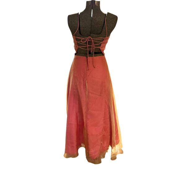 Roberta Y2K Pink Glitter Prom Gown 9/10 Rhinestone Trim Shimmer Overlay Tulle - Picture 3 of 14